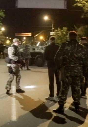 Armored vehicles in the government quarter