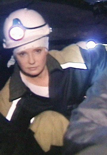 Yulia Tymoshenko at a mine in Luhansk region
