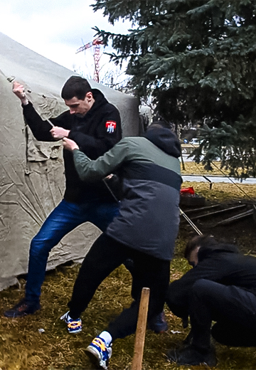 Right Sector mobilization tent