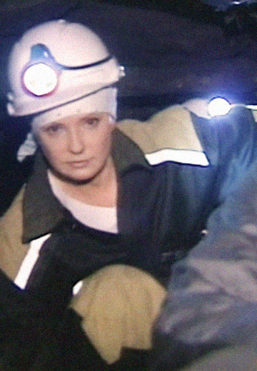 Yulia Tymoshenko at a mine in Luhansk region